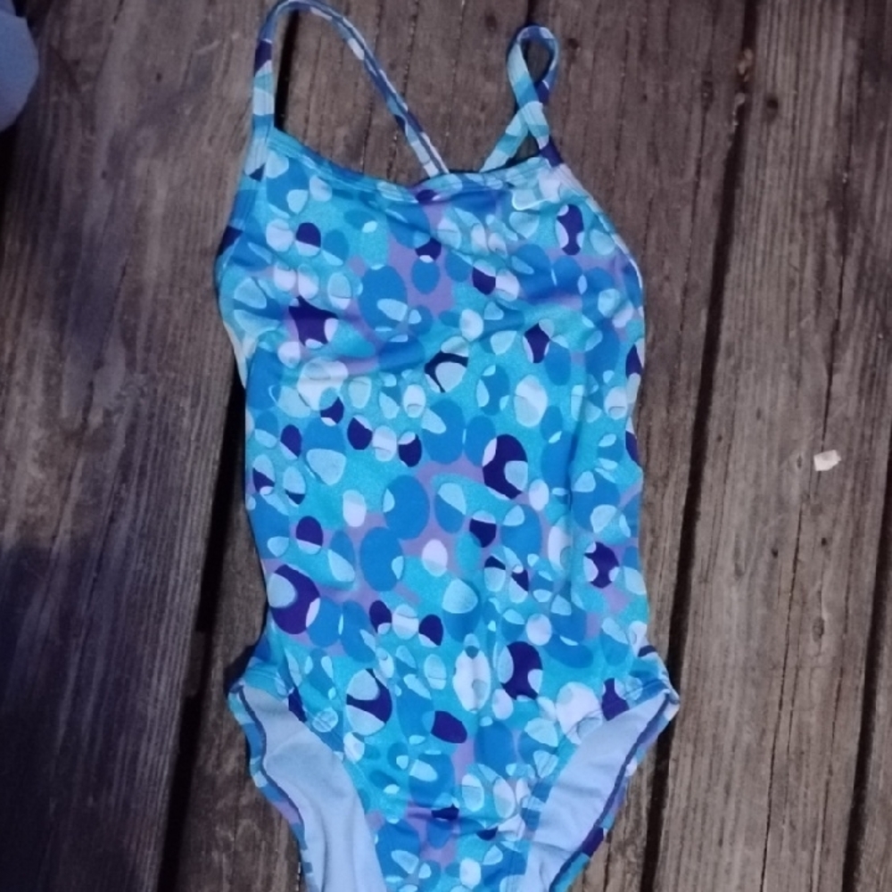 Nike Blue and Purple One Piece Swimsuit